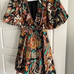 Love The Label Anthropologie Southwest Ruffled Mini Dress Women’s XS print dress